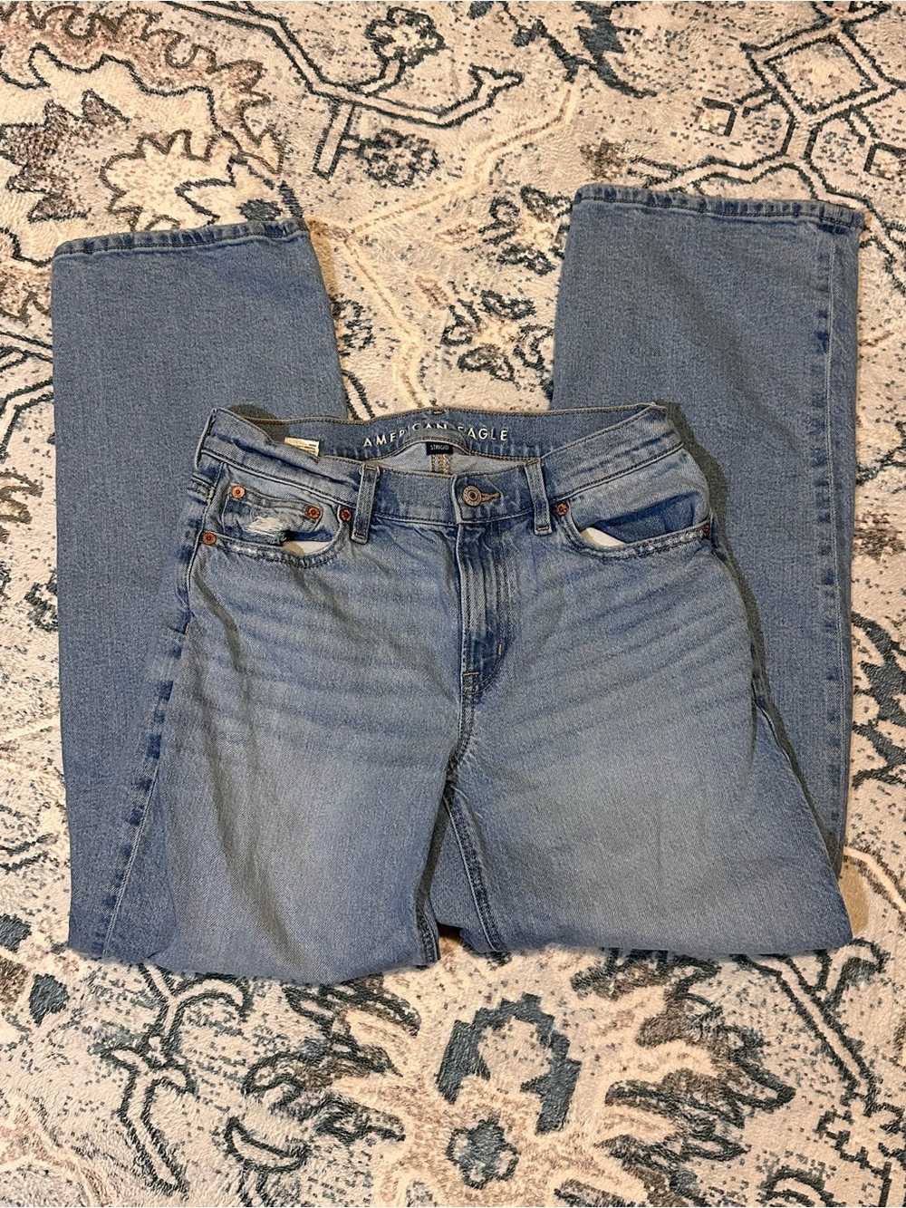 American Eagle Outfitters Medium Blue Stovepipe Straight-Leg Jeans